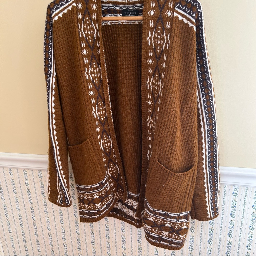 Lucky Brand Geometric Cardigan Sweater - Picture 2 of 7